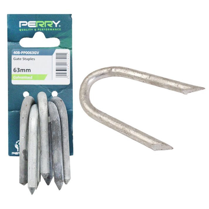 Perry 63mm 2&frac12;" No.408 Gate Staples (7mm) - (5 pack) Galvanised