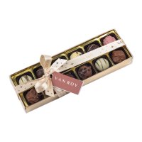 12 truffle selection in gold base with clear lid & decor - 8x165g