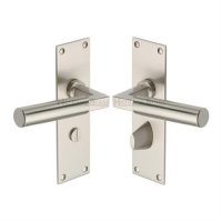 BAU7330-SN - Heritage Brass Door Handle for Bathroom Bauhaus Design Satin Nickel Finish