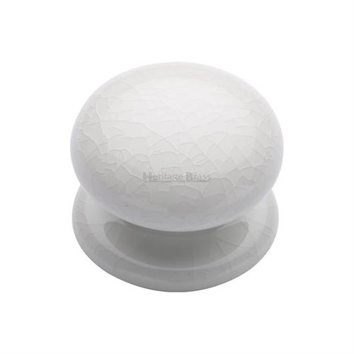 7038 - Cabinet Knob White Crackle 38mm With Porcelain Base