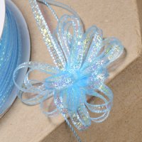 Lurex Pull Bow Ribbon Bottle Blue/Iridescent - 3mm x 25m