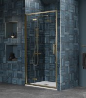 FLAIR ETO HINGED DOOR 1200MM BRUSHED BRASS WITH CLEAR GLASS COMPLETE