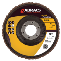 Abracs Al/OX Flap Discs, 115 mm x 22 mm x 040 g, 25/Pack, Shrink Wrapped