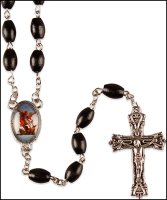 Loose Wood Rosary/Black/St.Michael  (L/62906)