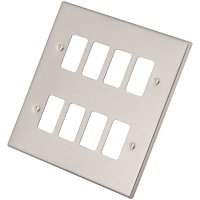 Brushed Chrome 8 Gang Grid Plate 6030-355