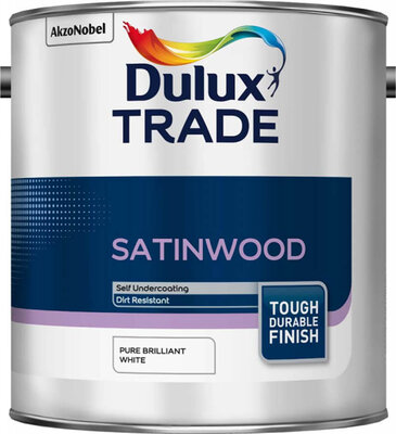 Dulux Trade Satinwood Pure Brilliant White 2.5L Paint 5183381