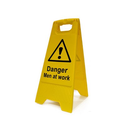 'Danger Men At Work', Heavy Duty A Board (620mm x 200mm)