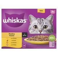 Whiskas Pouch 7 Plus Cat Poultry Feasts in Gravy 4x12x85g