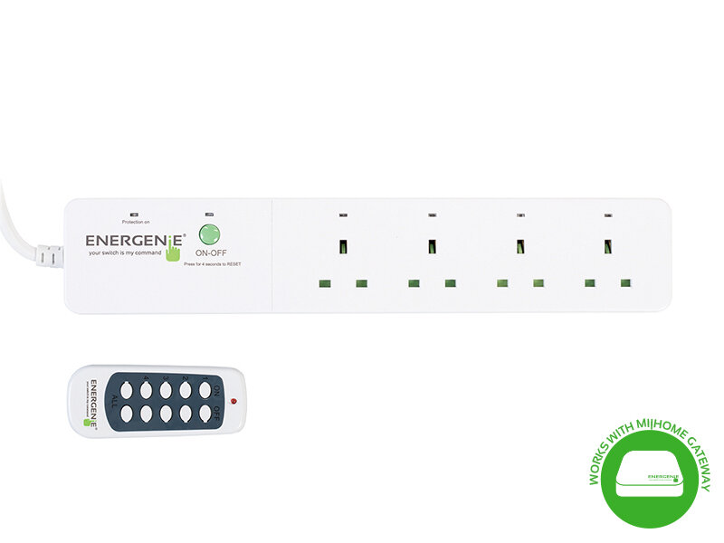 Energenie 4 Way Radio Controlled Extension Lead + Remote