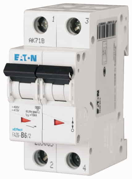 Eaton Moeller FAZ6-C6/2 MCB, 6A, 2-Pole, C-Type, 6kA - 239100