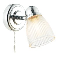 CEDRIC BATHROOM SINGLE WALL SPOTLIGHT POLISHED CHROME AND GLASS 