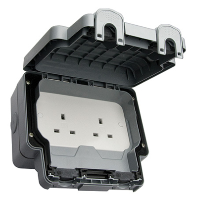 13A OUTDOOR SOCKET IP56 2 GANG
