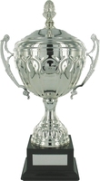 47.5cm Silver Chrome Cup with Lid on Black Ba