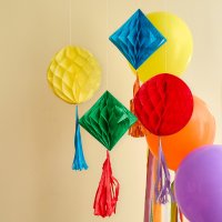 Playful Brights Honeycombs with Tassels - Pack of 4