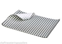 Greaseproof Paper Black Gingham Print 35 x 25cm pack of 1000