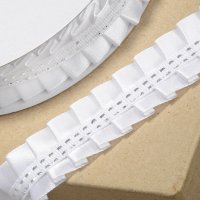 Pleated Edge Ribbon White - 25mm x 10m