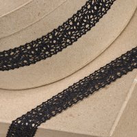 Cotton Lace Trim Black - 25mm x 10m