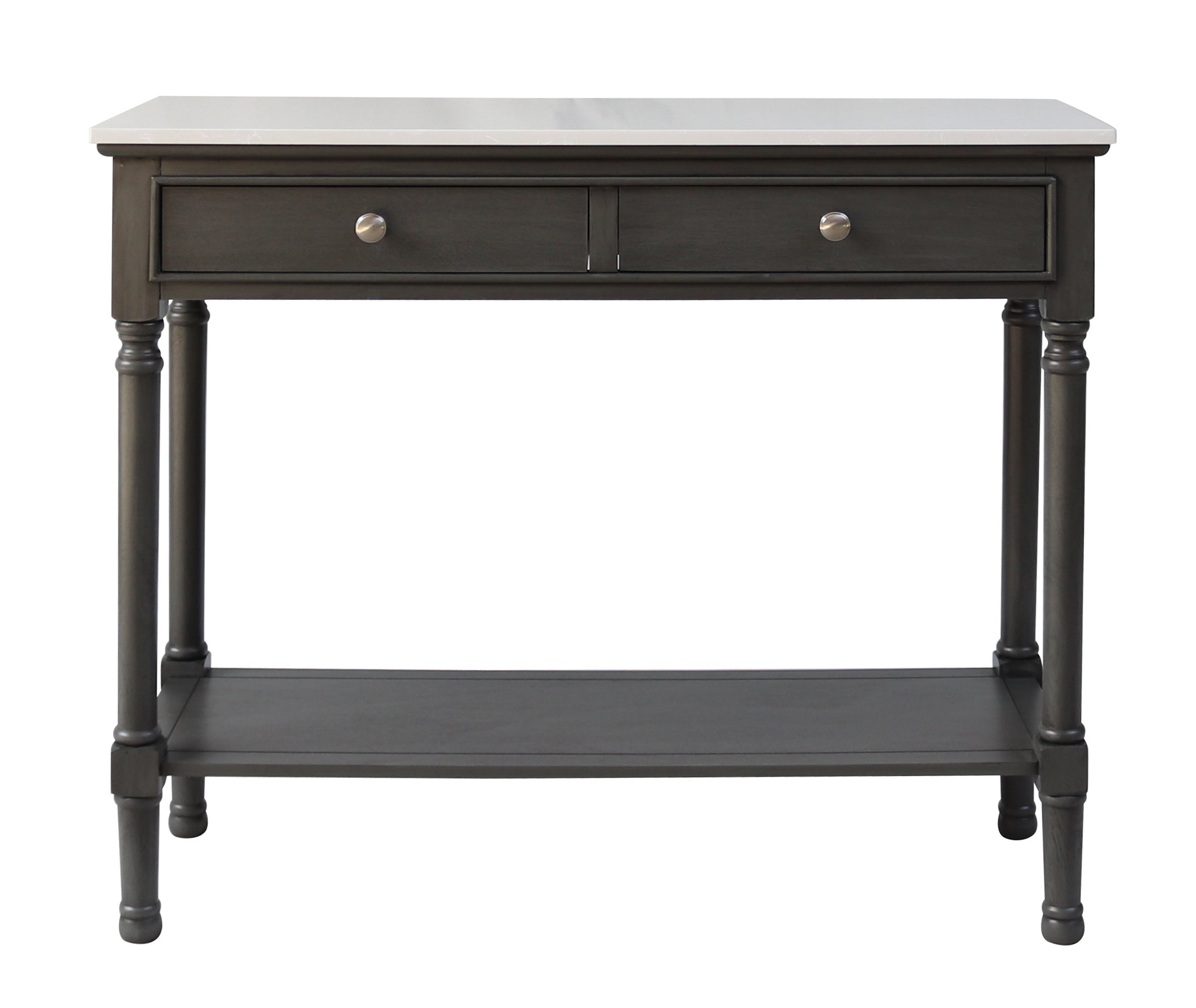 Russell 2 Drawer Console Table with Marble Top 90x33x75cm MacQuillans