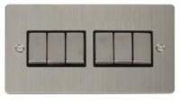 6G 2W SWITCH FLAT SCREWED STAINLESS STEEL BLACK