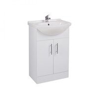 Floor Standing Vanity Unit & Wash Basin White - 55cm