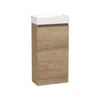 Tucker French Chiltern 400mm Floor Standing Single Door Cloakroom Basin Unit Nebraska Oak