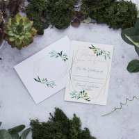 Geometric Greenery Save The Date Cards & Envelopes - Pack of 25