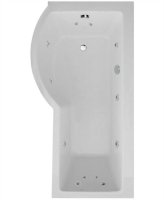 P SHAPE 1700X850MM LH SINGLE ENDED 12 JET WHIRLPOOL BATH & PANEL