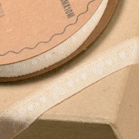 Natural Ribbon With Ivory Hearts - 10mm x 10m
