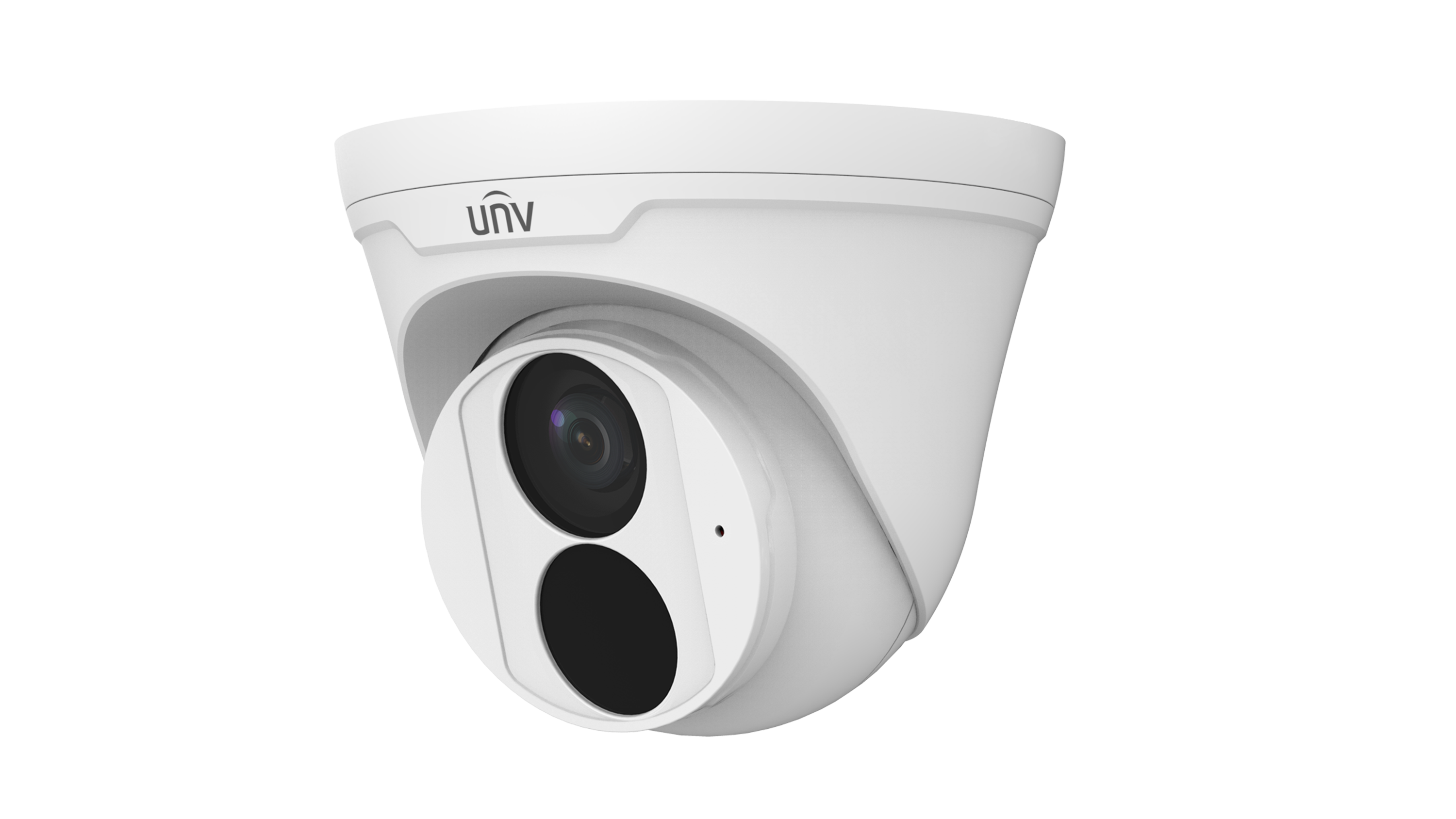 UNV EasyStar turret camera showing PoE Ethernet port and weatherproof housing, IC PLUS