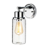 MORVAH 1 LIGHT WALL LIGHT, POLISHED CHROME, BUBBLE GLASS SHADE