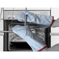 Teflon Coated Oven Mitt - Silver/Red Cuff 38 cm