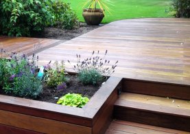 dark coloured natural wooden decking 