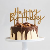 Gold 'Happy Birthday' Acrylic Cake Topper