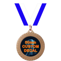 70mm Medal / CUSTOM Centre & BLUE Ribbon (B)