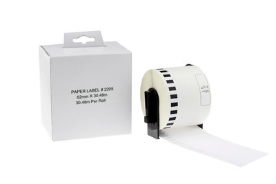 Compatible Brother DK22205 Black on White 62mm x 30.48m Pack of 5