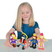 Child playing with wooden play figures