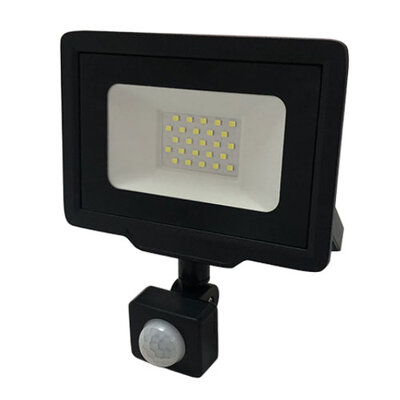 LED 20W Floodlight Black City Line With PIR Sensor