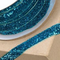 Velvet Glitter Ribbon Turquoise - 10mm x 10m