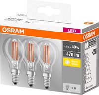 Osram LED Golf Bulb 4W SES/E14 470Lumen Pack of 3 (Equiv 40W)