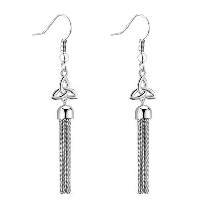 silver trinity knot tassel drop earrings S34105 from Solvar