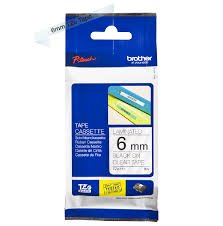6mm Black on Clear Brother Tape