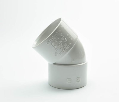 Polypipe 40mm WS34 ABS White 45 Degree Obtuse Bend