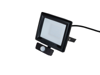 HiLume 20W LED flood light with PIR, IP65, Black, 4000K, c/w 1m flex