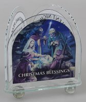 Glass Votive Light Holder/Nativity  (87419)
