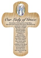 Wood Pocket Cross 3 1/4 inch/Miraculous   (12441)