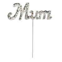 Diamant&eacute; "Mum" On Stem Silver - 55 x 22mm