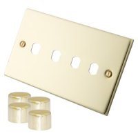 Polished Brass 4 Gang Dimmer Plate c/w Knob 6050-224
