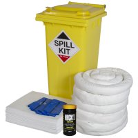 120 LITRE OIL & FUEL SPILL KIT - YELLOW WHEELIE BIN