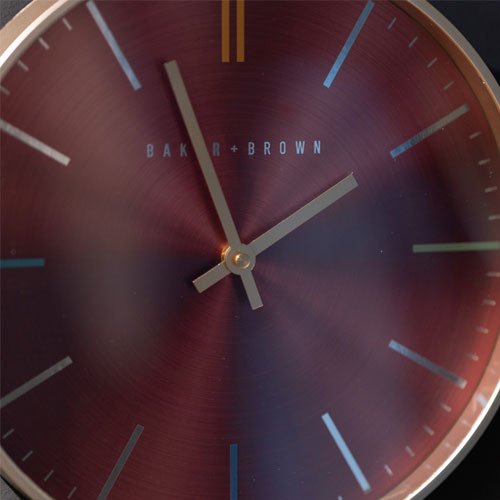 Baker and Brown Metallic Clock Red 30cm
