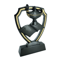 16cm Lamp of Knowledge Plaque (Graphite & Gol